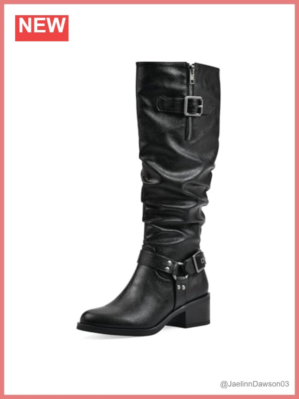 Women's Knee High Western Riding Boots with Cushion Insole and Low Block Heel